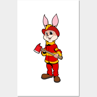 Fireman Bunny Posters and Art